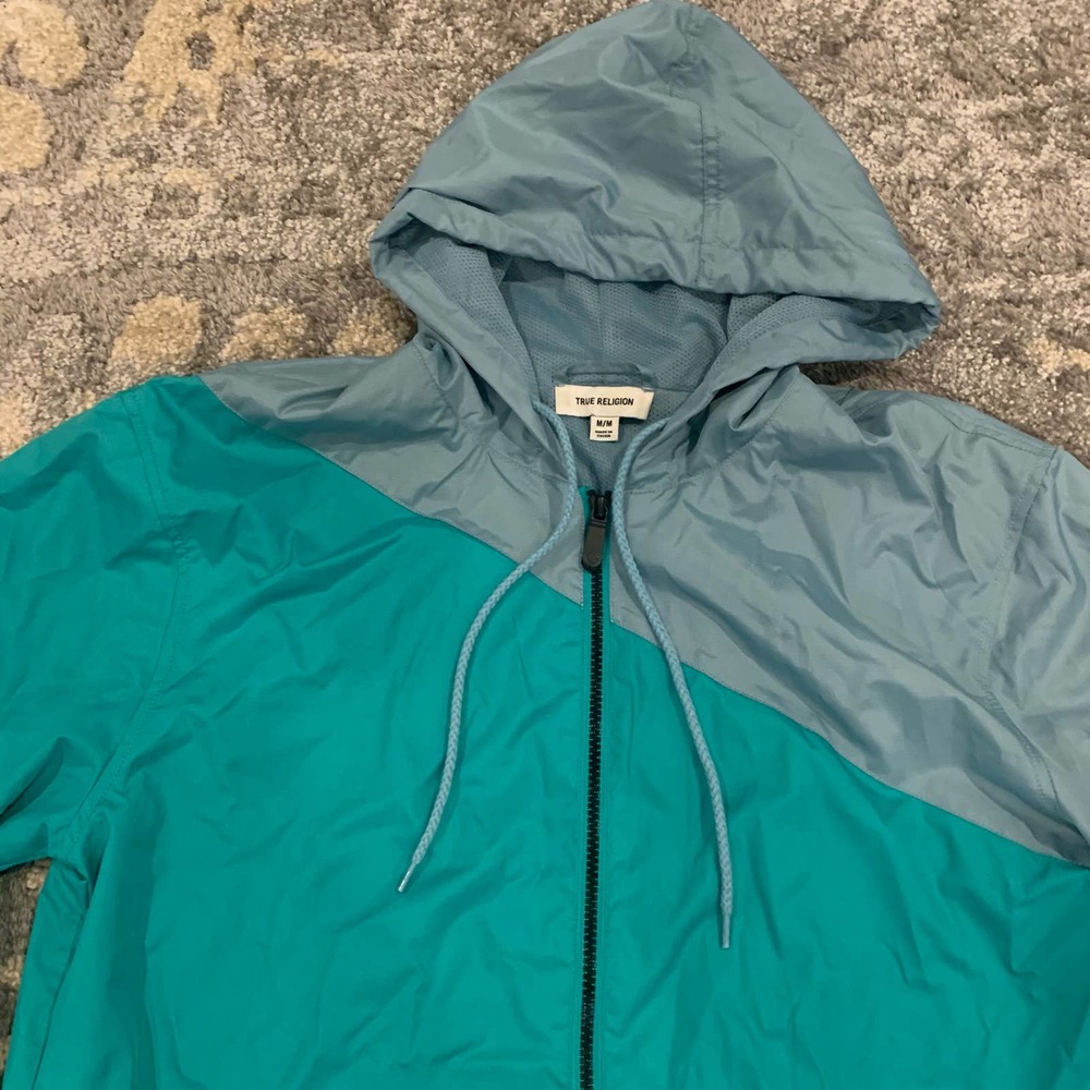 True Religion Color Block Hooded Windbreaker Jacket Men's Size Medium - 103855 - Picture 2 of 5